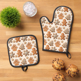 Lebkuchen Ofenhandschuh & Topflappen-Set