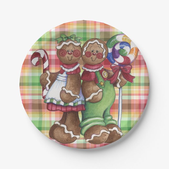 Lebkuchen-Paar-Süßigkeits-Geschäfts-Pappteller Pappteller (Vorderseite)