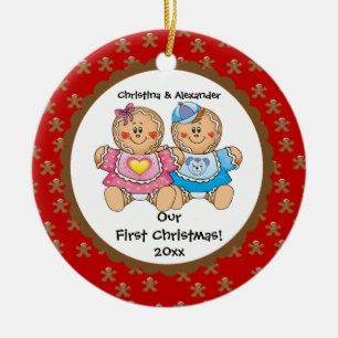 Lebkuchen paart erste Verzierung des Babys Keramik Ornament