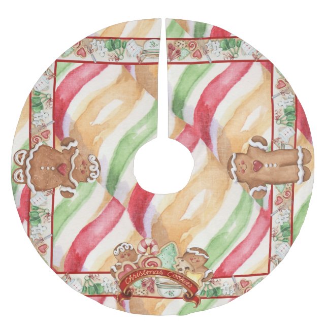 Lebkuchen-Plätzchen-Baum-Rock Polyester Weihnachtsbaumdecke (Vorderseite)