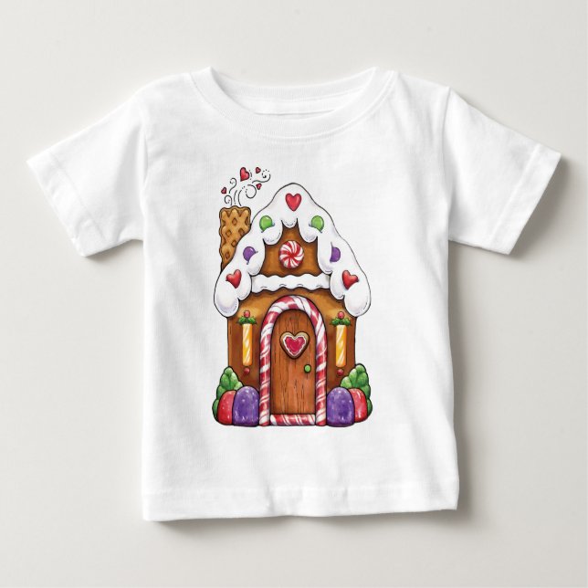 Lebkuchen-Plätzchen-Haus Baby T-shirt (Vorderseite)