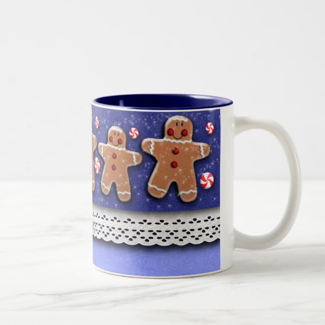 Lebkuchen-Plätzchen-Süßigkeiten besprüht Blau Zweifarbige Tasse (Rechts)