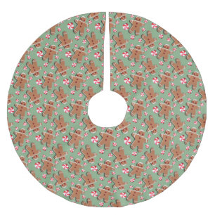 Lebkuchen-Plätzchen-Süßigkeits-Grün Polyester Weihnachtsbaumdecke