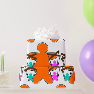 Lebkuchen-Puppenmeister, der Charaktere kontrollie Geschenkpapier