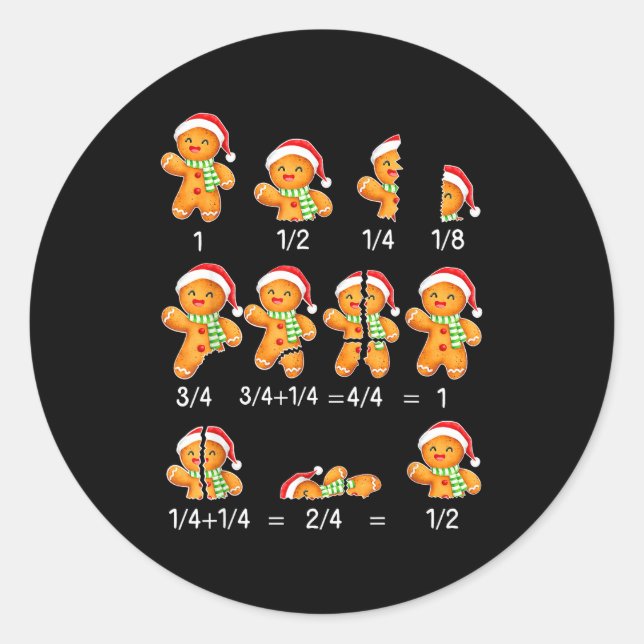 Lebkuchen Santa Hut Bruchteil Mathematiklehrer Runder Aufkleber (Vorderseite)