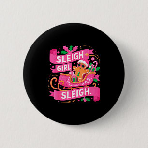 Lebkuchen-Schlitten-Mädchen Nk Lustige Weihnachten Button