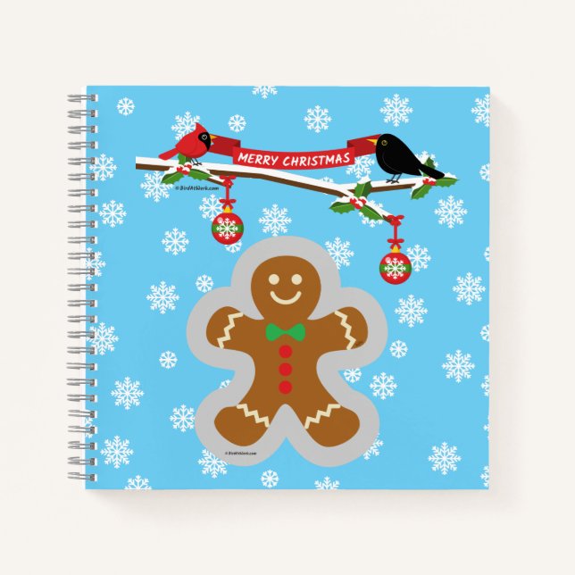 Lebkuchen, Schneeflocken und Vögel Notizbuch (Vorderseite)