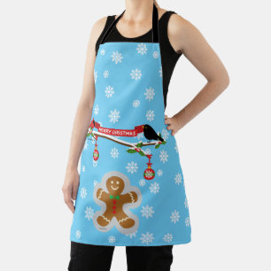Lebkuchen, Schneeflocken und Vögel Schürze