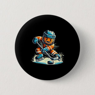 Lebkuchen spielende Eishockeyliebhaber Jungen Mädc Button