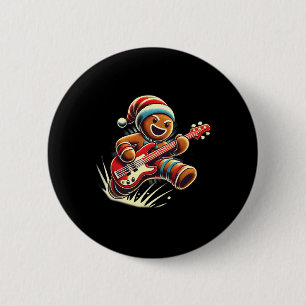 Lebkuchen spielt Gitarre Weihnachtsmusiker Guit Button
