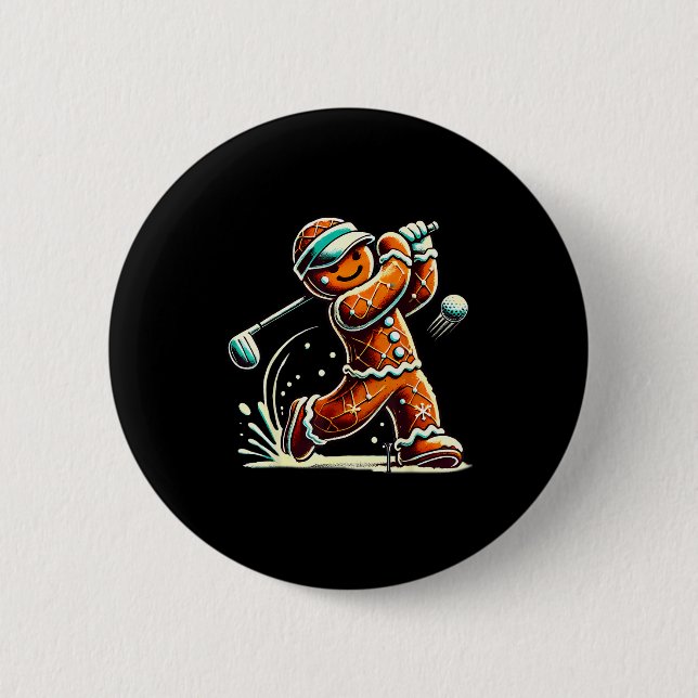 Lebkuchen spielt Golfball Weihnachten Golf Liebhab Button (Vorderseite)