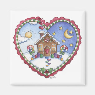 Lebkuchen-Süßigkeits-Haus-Herz-Magnet Magnet