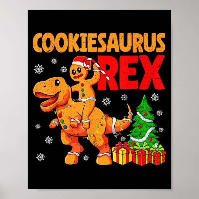 Lebkuchen Trex Dinosaurier zu Weihnachten Lebkuche Poster (Vorne)