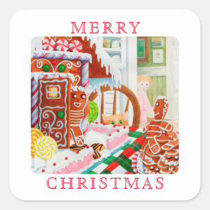 LEBKUCHEN ÜBERRASCHUNG Kleine quadratische Umschla Quadratischer Aufkleber