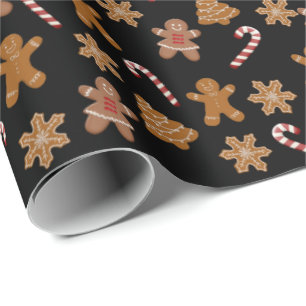 Lebkuchen und Bonbons auf schwarz Geschenkpapier