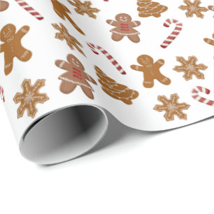 Lebkuchen und Bonbons auf weiß Geschenkpapier