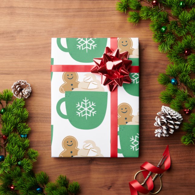 Lebkuchen und heiße Schokoladenchristen Geschenkpapier (Feiertagsgeschenk)