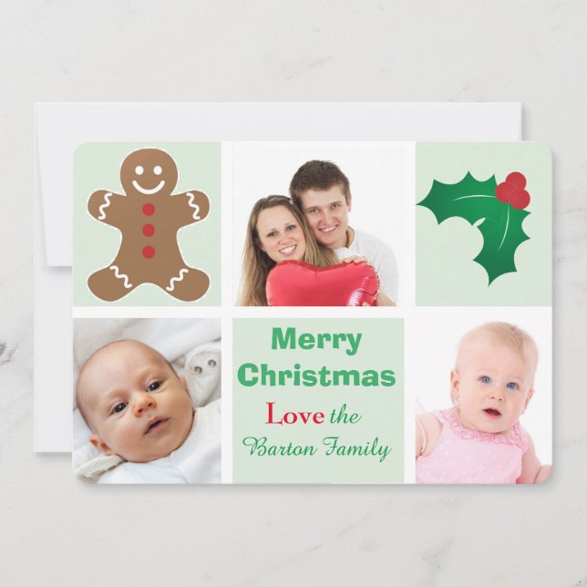 Lebkuchen und Holly Custom Foto Weihnachten (Vorderseite)