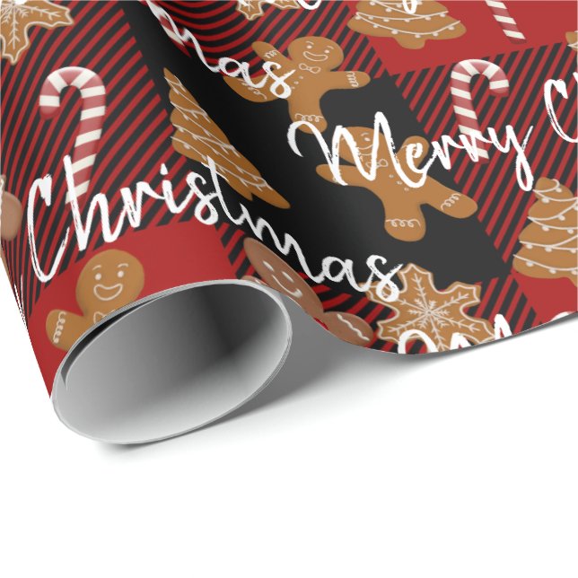 Lebkuchen und Süßspeisen auf Karierten Geschenkpapier (Rolleneckpunkt)