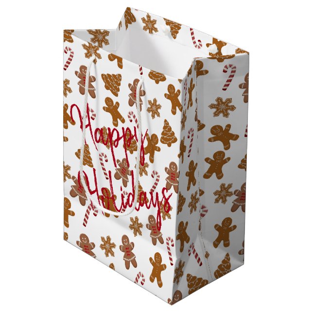 Lebkuchen und Süßspeisen auf Weiß Mittlere Geschenktüte (Vorderseite Schrägansicht)