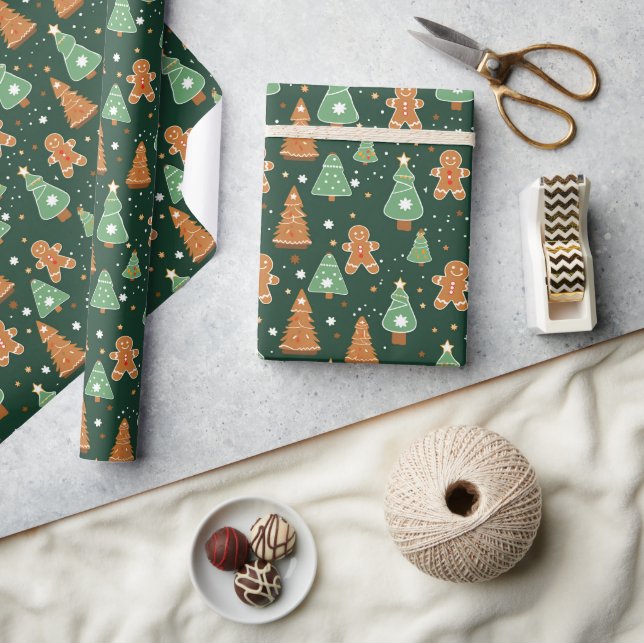 Lebkuchen und Weihnachtsbäume Geschenkpapier (Kunsthandwerk)