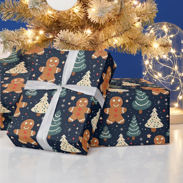 Lebkuchen und Weihnachtsbäume Geschenkpapier (Feiertage)
