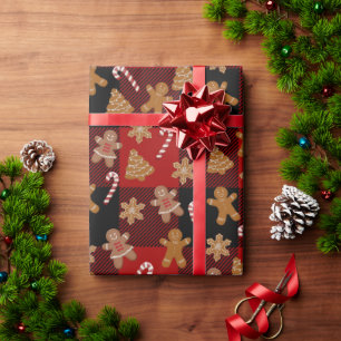 Lebkuchen und Zuckerstangen auf Karo Geschenkpapier