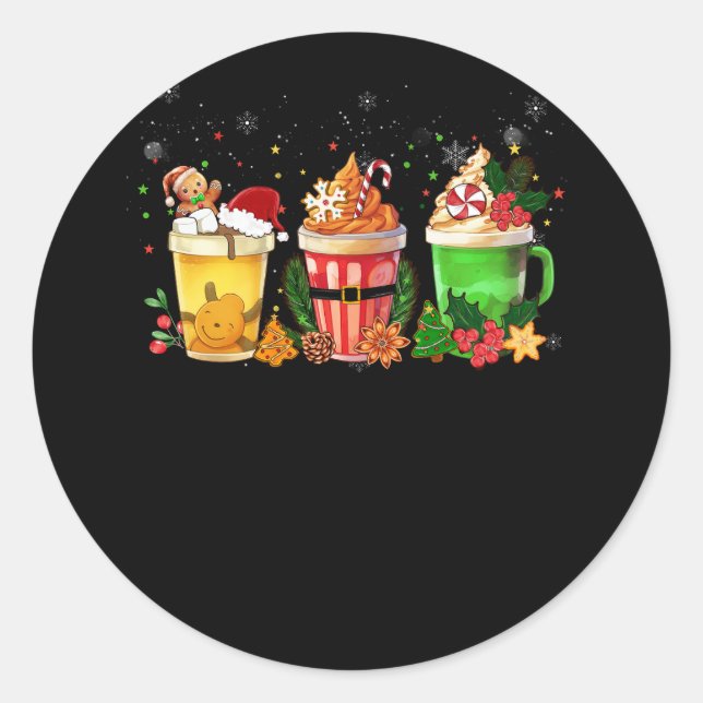 Lebkuchen Weihnachten Kaffee Cups Latte Dri Runder Aufkleber (Vorderseite)