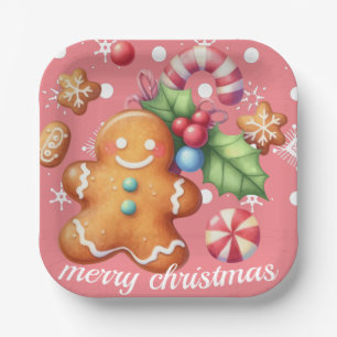 Lebkuchen Weihnachten Pfefferminz Blau Name Pink Pappteller