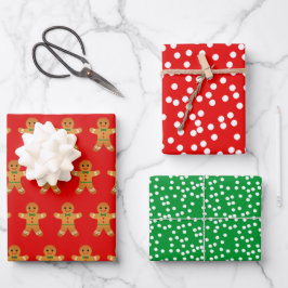 Lebkuchen Weihnachten Punkt und Grün Geschenkpapier Set