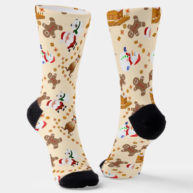 Lebkuchen, Weihnachten, Schneemann Weihnachten Socken (Gewinkelt)