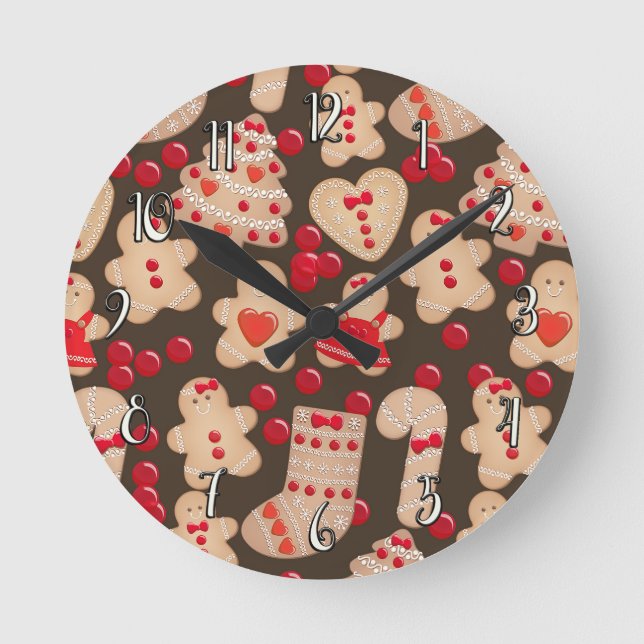 Lebkuchen Weihnachten Weihnachten Runde Wanduhr (Vorderseite)