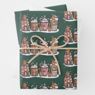 Lebkuchen-Weihnachts-Kaffee-Liebhaber-Latte-Geträn Geschenkpapier Set