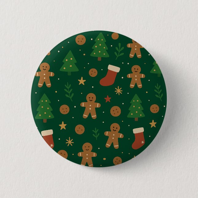 Lebkuchen-Weihnachts-Spaß Button (Vorderseite)