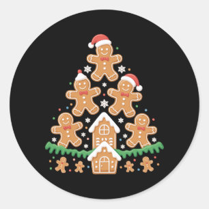 Lebkuchen-Weihnachtsbaum-Lichter-Keksbacken Runder Aufkleber