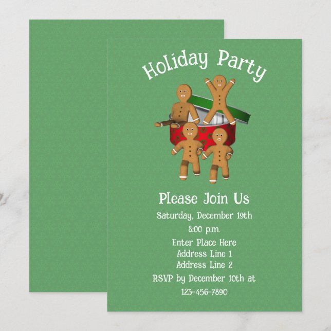 Lebkuchen Weihnachtsfeiertag Einladung (Vorne/Hinten)