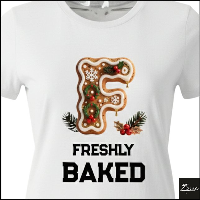 Lebkuchen-Weihnachtsinitiale Buchstabe F Tri-Blend Shirt (Von Creator hochgeladen)