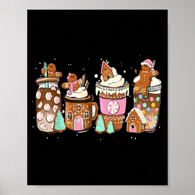 Lebkuchen-Weihnachtskaffee C Latte Getränk  Poster (Vorne)