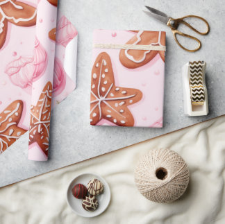 Lebkuchen Weihnachtskekse Pink Wrapping Paper Geschenkpapier