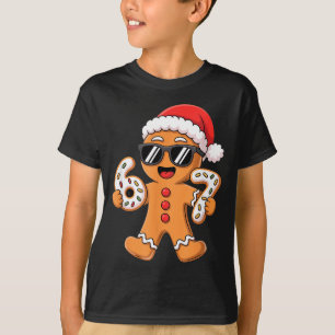 Lebkuchen-Weihnachtsmann mit Sonnenbrille hält 67 T-Shirt