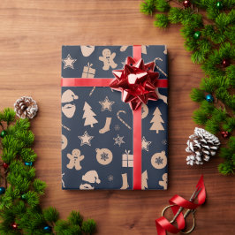 Lebkuchen, Weihnachtsmann und Weihnachtsbaummuster Geschenkpapier
