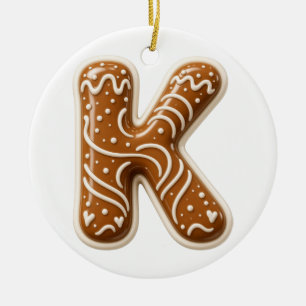 Lebkuchen-Weihnachtsmonogramm Buchstabe K Keramik Ornament