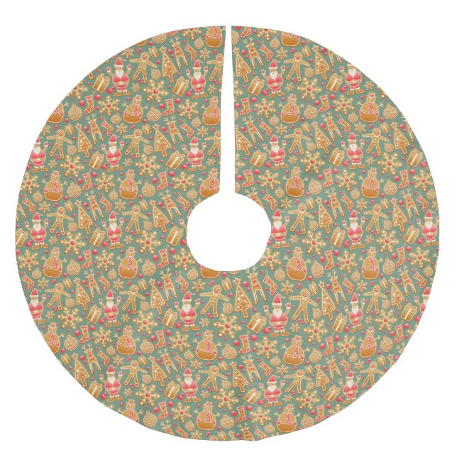 Lebkuchen-Weihnachtsplätzchen Polyester Weihnachtsbaumdecke (Vorderseite)