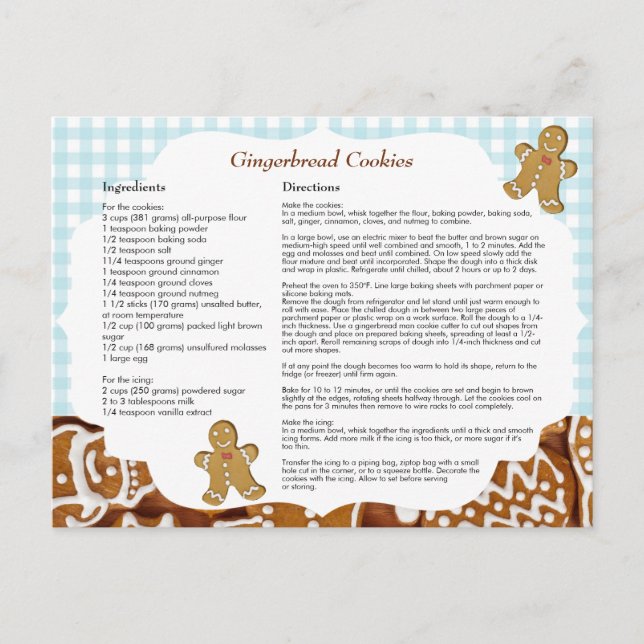 Lebkuchen Weihnachtsrezepte Postkarte (Vorderseite)