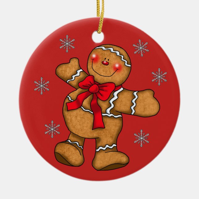 Lebkuchen-Weihnachtsverzierungs-Dekoration Keramik Ornament (Vorne)