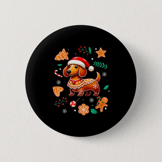 Lebkuchen Wiener Hund Liebhaber Dachshund Weihnach Button (Vorderseite)