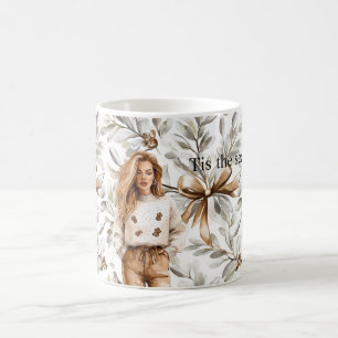 Lebkuchenbraune Blondinen-Weihnachts-Schleife Kaffeetasse