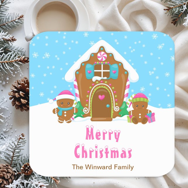 Lebkuchendekor Party Blau und Rosa Rechteckiger Pappuntersetzer (Von Creator hochgeladen)