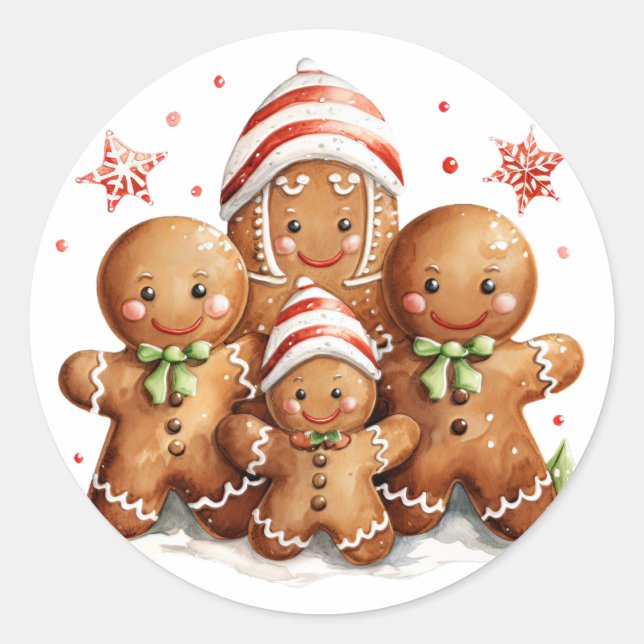 Lebkuchenfamilie Runder Aufkleber (Vorderseite)