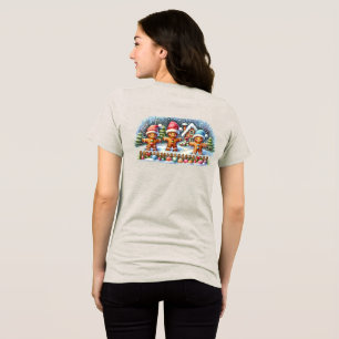 Lebkuchenfamilie Schneebedeckte Weihnachtsszene Rü Tri-Blend Shirt